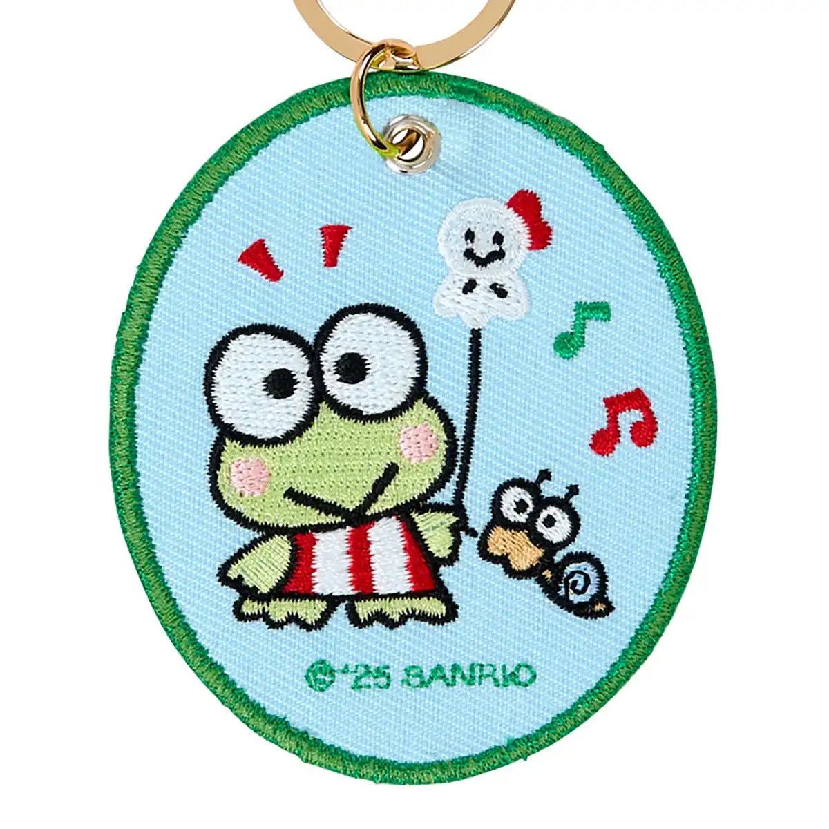 Sanrio Kerokerokeroppi Embroidered Patch Keychain Polyester Steel 1st Edition