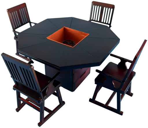 Cobaanii Mokei 1/12 Scale Octagon Table and Chairs Set with Irori Wz-028- Japan Figure Store - #1 Bring To You The Best Japanese Goods