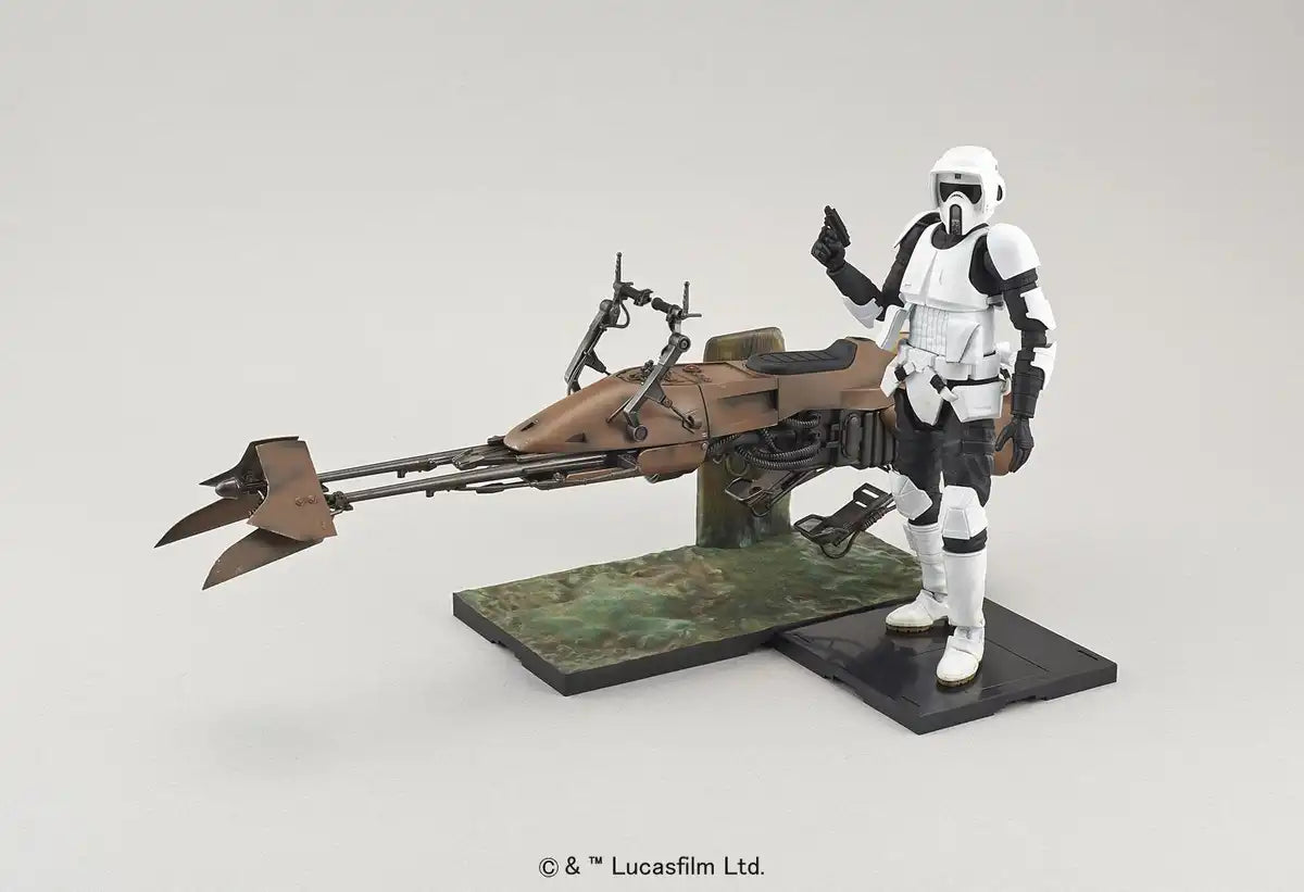 Bandai Spirits Star Wars Scout Trooper & Speeder Bike 1/12 Scale Plastic Model - Made In Japan- Japan Figure Store - #1 Bring To You The Best Japanese Goods