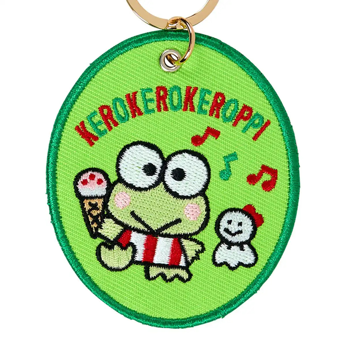 Sanrio Kerokerokeroppi Embroidered Patch Keychain Polyester Steel 1st Edition