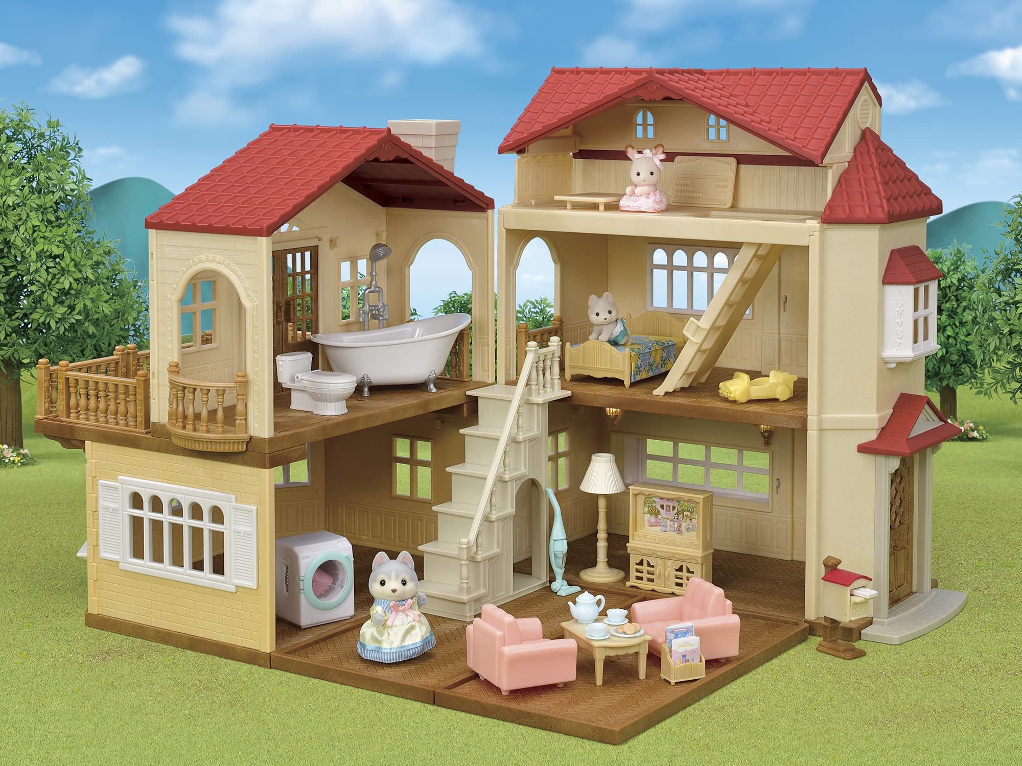 Epoch Sylvanian Families Big Red Roof House Deluxe Set with Secret Room- Japan Figure Store - #1 Bring To You The Best Japanese Goods