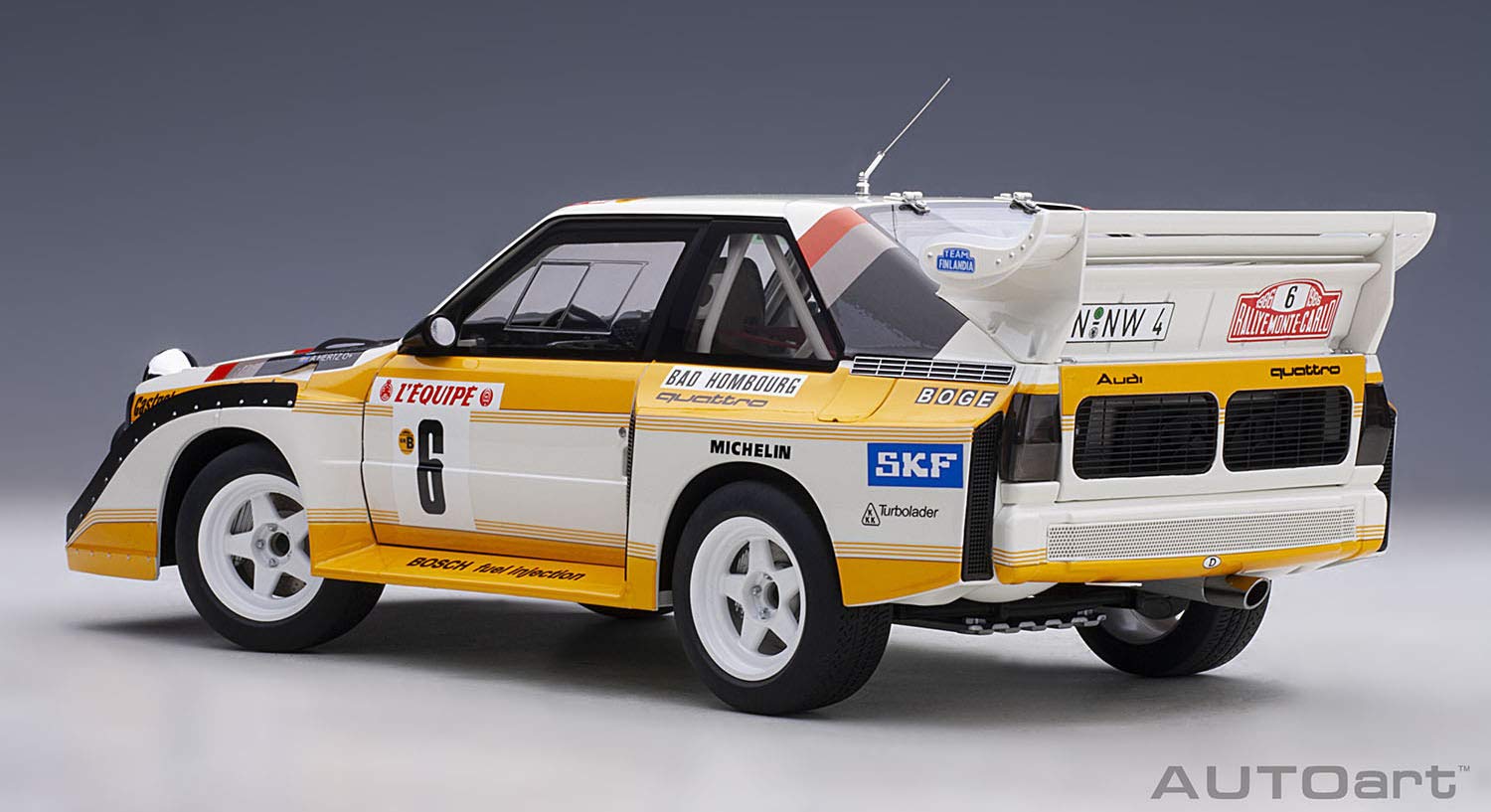Autoart 1/18 Audi Sport Quattro S1 WRC 1986 Mikkola Hertz Monte Carlo Rally Model- Japan Figure Store - #1 Bring To You The Best Japanese Goods