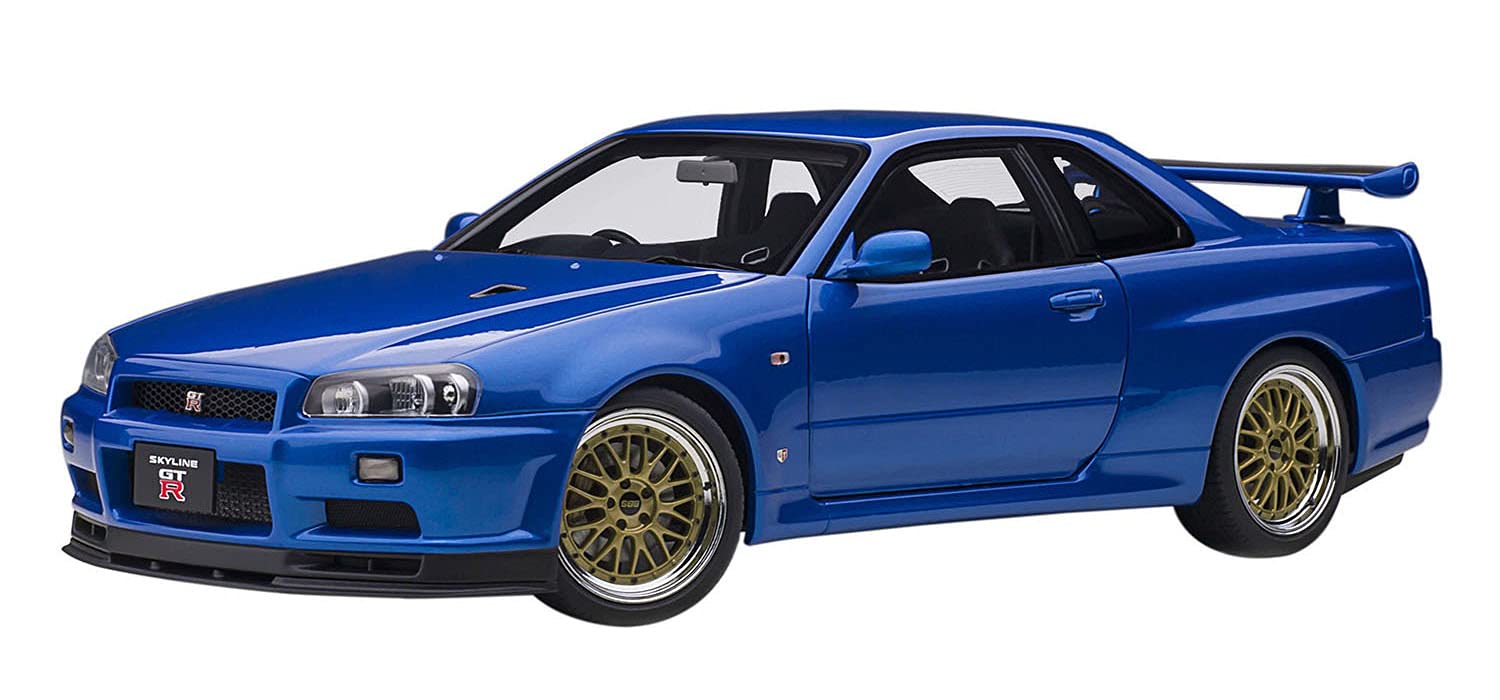 Autoart 1/18 Nissan Skyline GT-R R34 V Spec II BBS LM Wheels Bayside Blue 77409- Japan Figure Store - #1 Bring To You The Best Japanese Goods