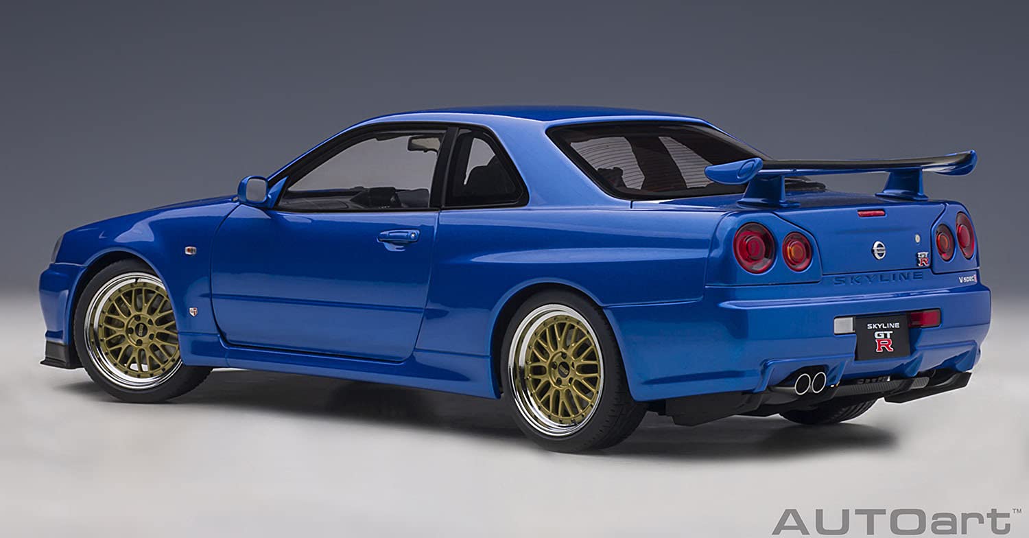 Autoart 1/18 Nissan Skyline GT-R R34 V Spec II BBS LM Wheels Bayside Blue 77409- Japan Figure Store - #1 Bring To You The Best Japanese Goods