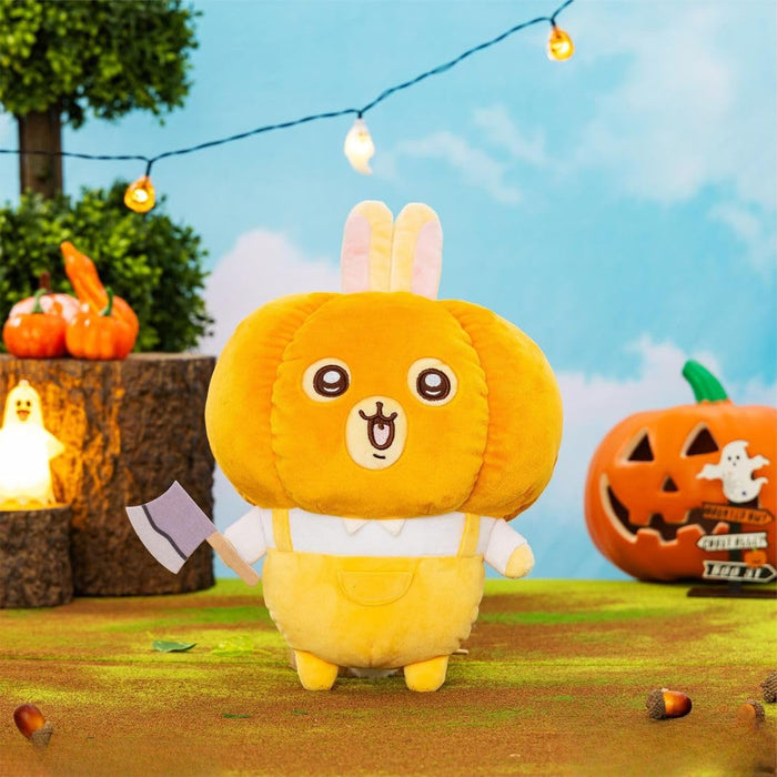 Peluches mignonnes de lapin et d'écureuil volant en costume de citrouille