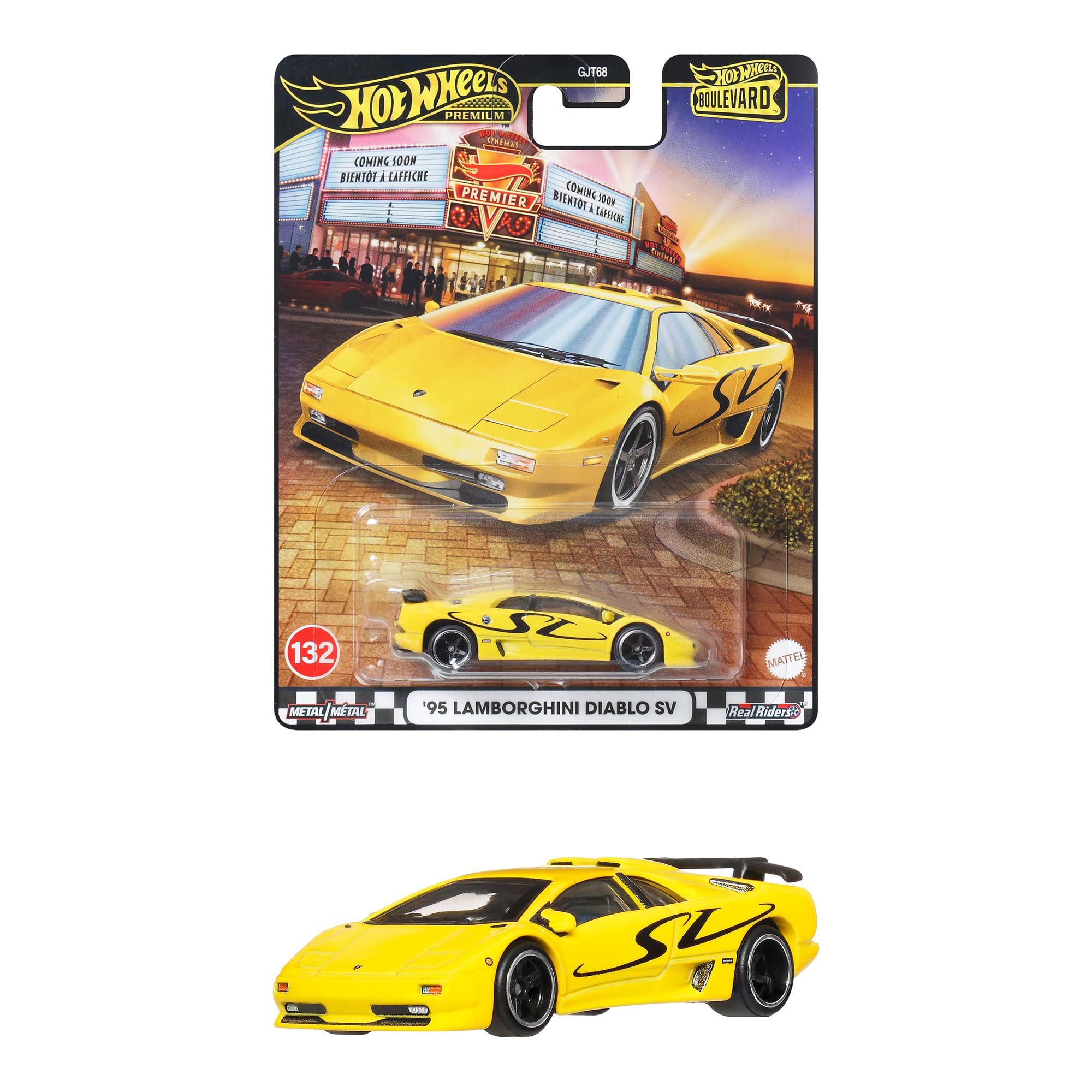 Mattel Hot Wheels Boulevard 1995 Lamborghini Diablo SV Toy Car Yellow Ages 3+
