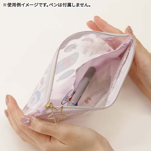 San-X Pt11101 Jinbei-San Clear Flat Pen Pouch - Durable and Spacious- Japan Figure Store - #1 Bring To You The Best Japanese Goods