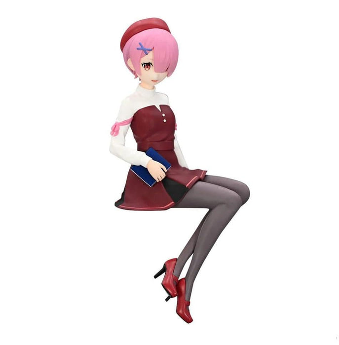 Figurine Furyu Re:Zero Noodle Stopper Ram, style littéraire, statue de jeune fille avec livre.