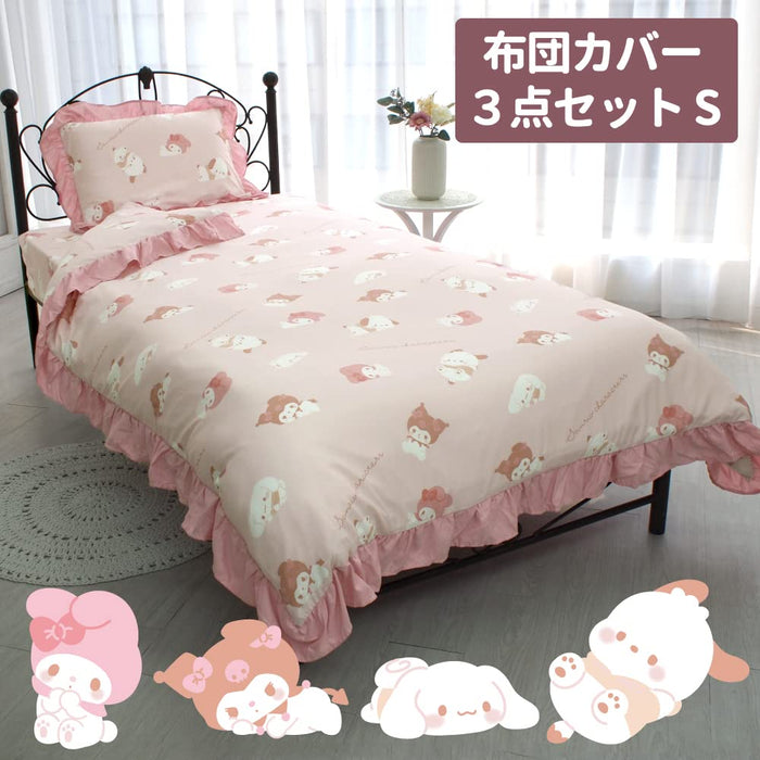 Sanrio Characters Frill Duvet Cover 3-Piece Set - Single Pillowcase & Sheets- Japan Figure Store - #1 Bring To You The Best Japanese Goods