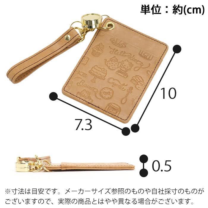 Sanrio Hello Kitty Genuine Leather Pass Case with Reel Strap for Women Gray- Japan Figure Store - #1 Bring To You The Best Japanese Goods