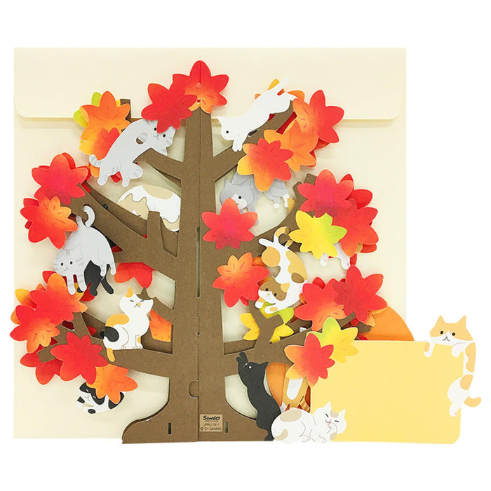 Sanrio Autumn Leaves Cats Greeting Card - Overseas Shipping Available- Japan Figure Store - #1 Bring To You The Best Japanese Goods