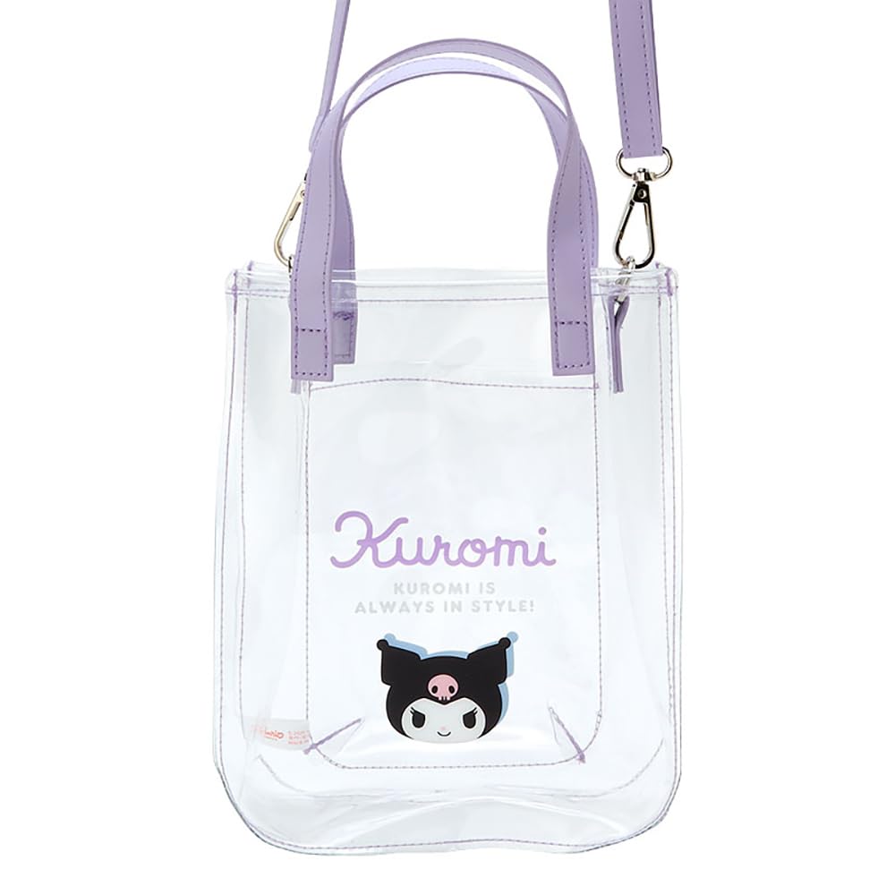 Sanrio Clear Tote Bag with Shoulder Strap 21x17x7.5 cm Kuromi Design- Japan Figure Store - #1 Bring To You The Best Japanese Goods