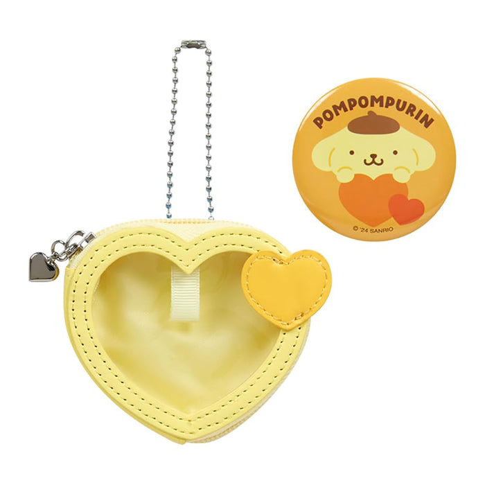Sanrio Pompompurin Mini Pouch with Badge Colorful Heart Series 3rd Edition- Japan Figure Store - #1 Bring To You The Best Japanese Goods