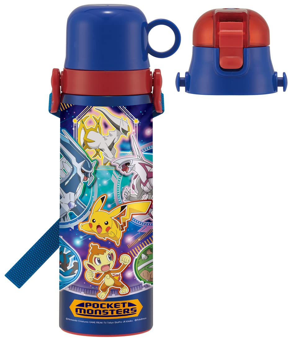 Skater Kids Pokemon 22 2-Way Stainless Steel Water Bottle 580ml with Cup For Boys Skdc6-A- Japan Figure Store - #1 Bring To You The Best Japanese Goods
