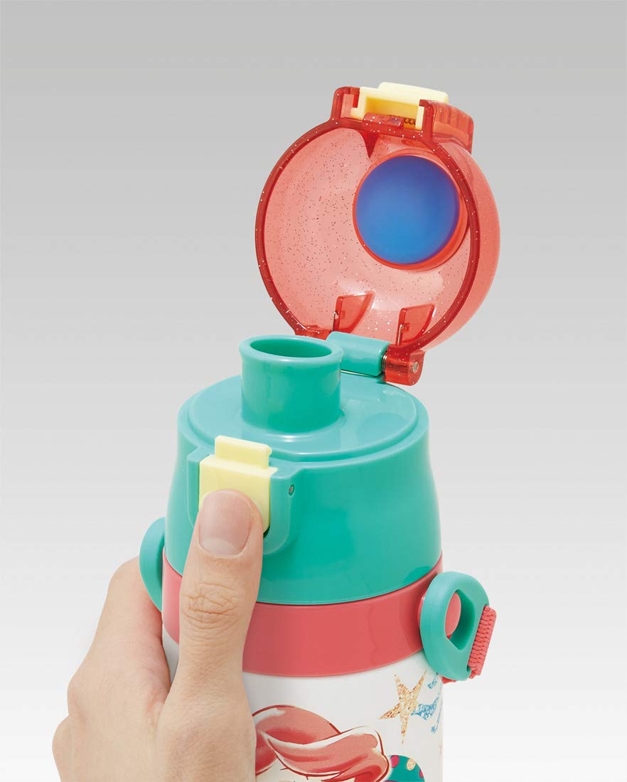 Skater Disney Ariel 21 Kids 430ml 2-Way Stainless Steel Water Bottle with Cup SKDC4-A- Japan Figure Store - #1 Bring To You The Best Japanese Goods