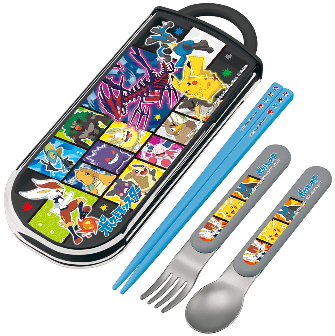 Skater Ag+ Antibacterial Kids Trio Set - Pokemon Pocket Monsters Chopsticks Spoon Fork - Made in Japan- Japan Figure Store - #1 Bring To You The Best Japanese Goods