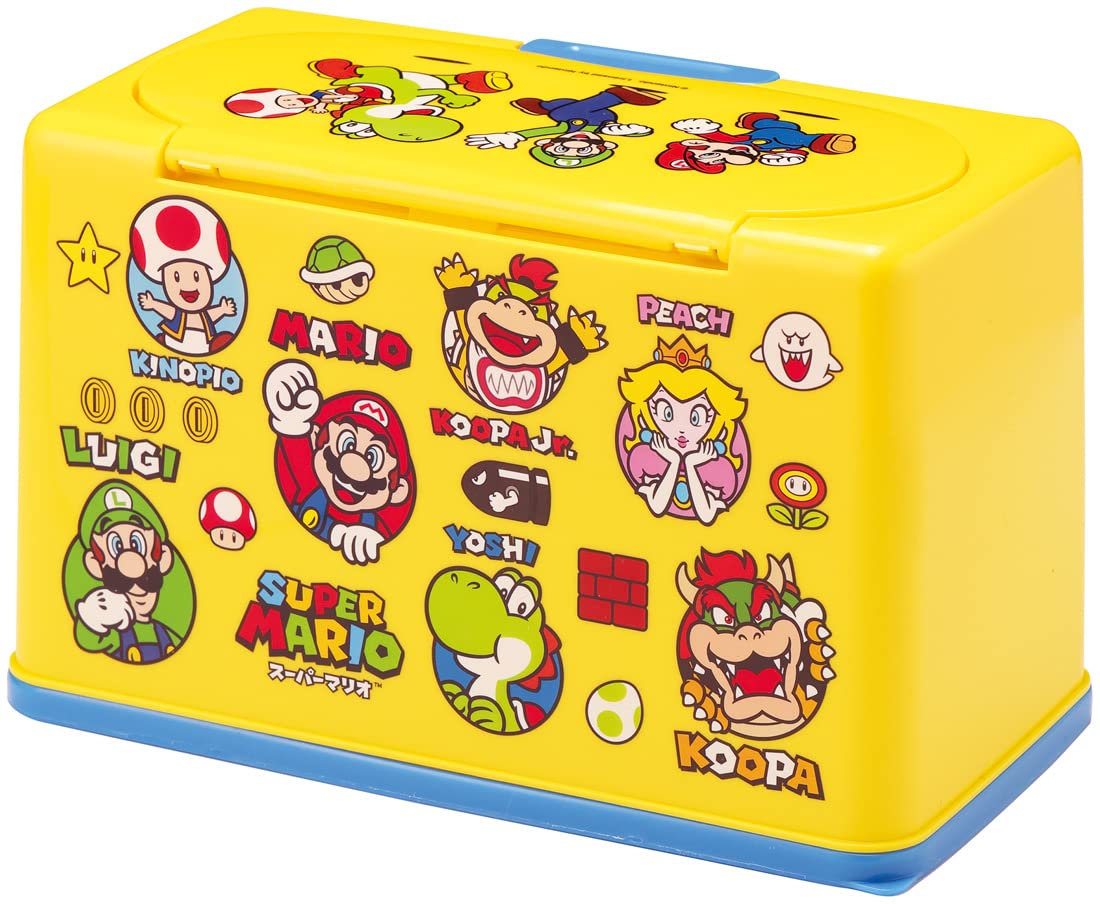 Skater Super Mario Mask Storage - Antibacterial Lift-Up Design Holds 60 Masks- Japan Figure Store - #1 Bring To You The Best Japanese Goods