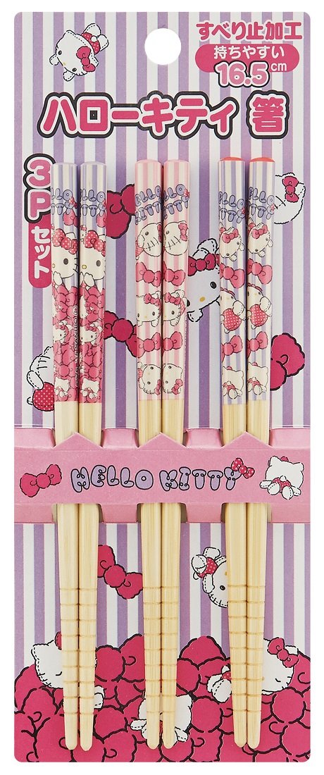 Skater Hello Kitty Bamboo Chopsticks Set of 3 16.5cm - Sanrio Ant2T-A Collection- Japan Figure Store - #1 Bring To You The Best Japanese Goods