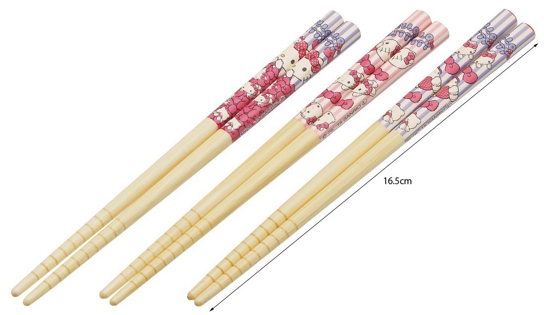 Skater Hello Kitty Bamboo Chopsticks Set of 3 16.5cm - Sanrio Ant2T-A Collection- Japan Figure Store - #1 Bring To You The Best Japanese Goods