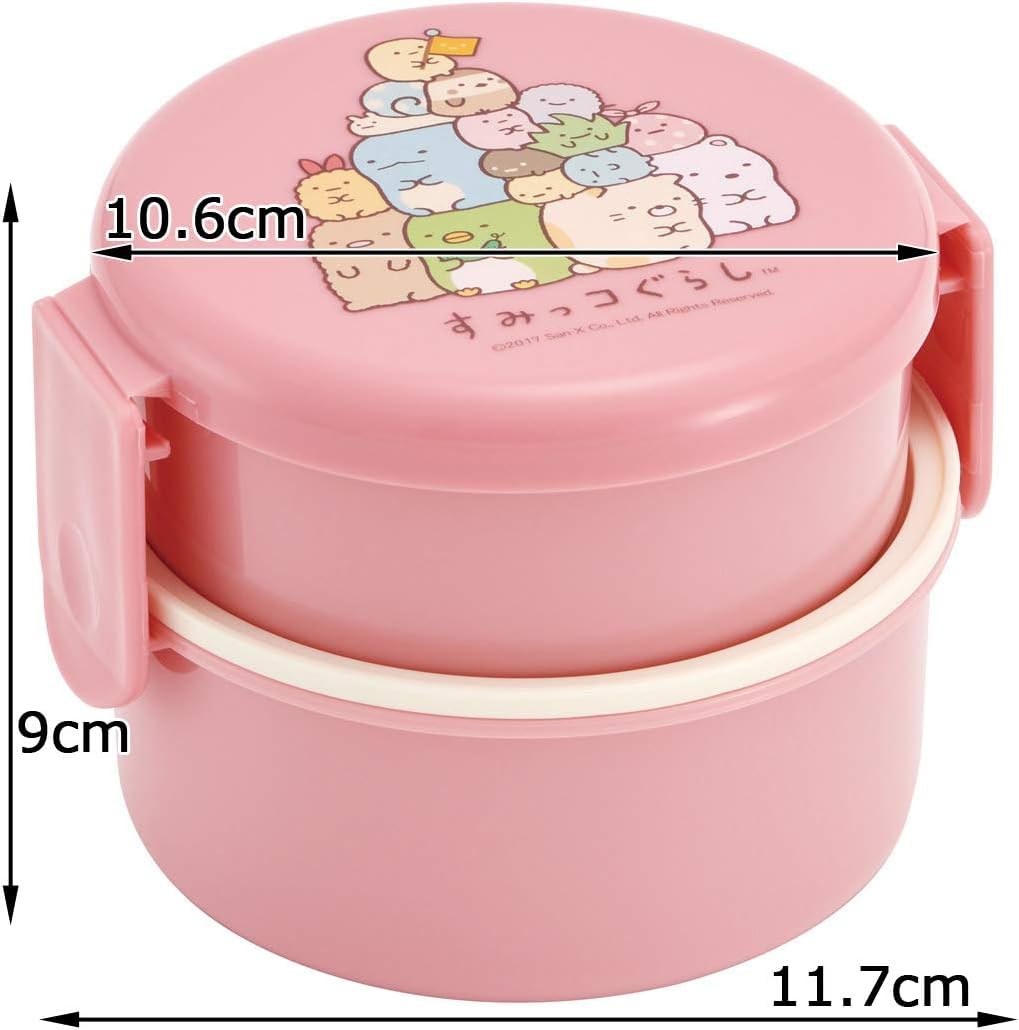 Skater Sumikko Gurashi Pink 2 Tier Round Bento Box 500ml Made in Japan- Japan Figure Store - #1 Bring To You The Best Japanese Goods