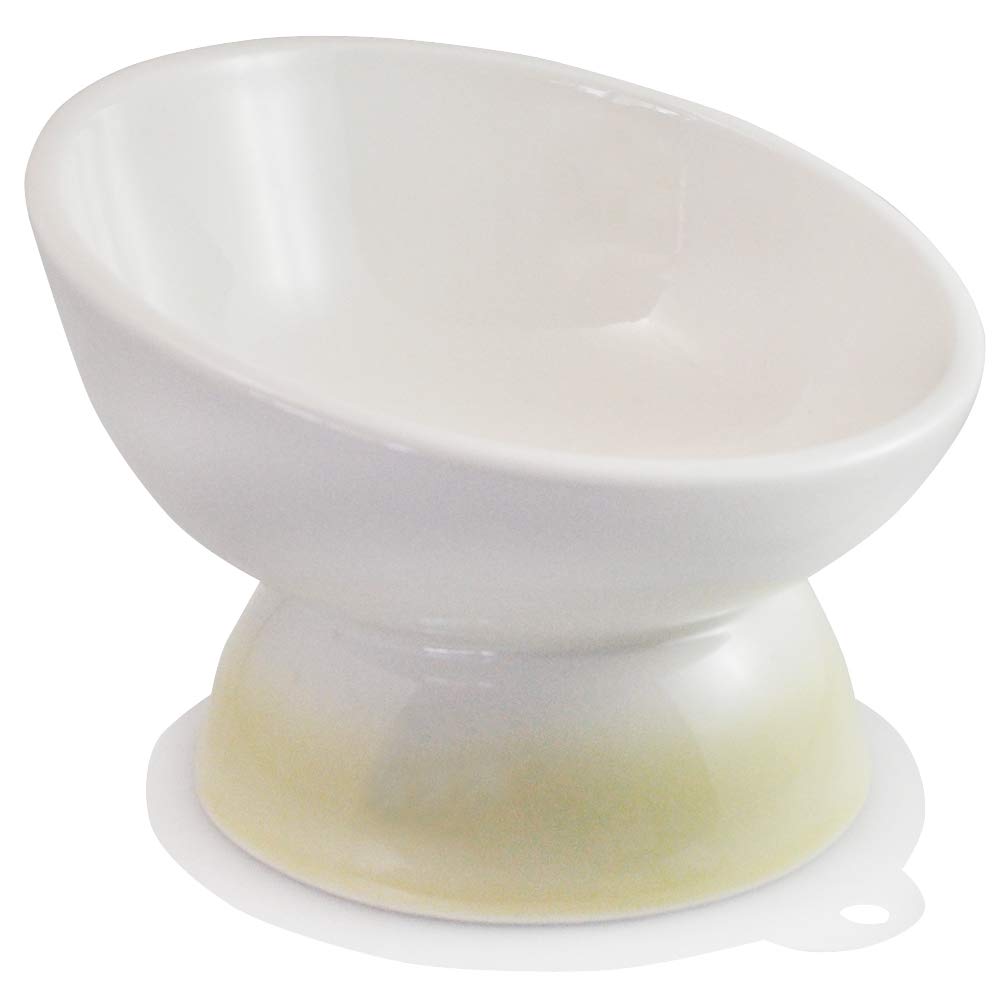 Skater Wide Ceramic Pet Food Bowl with Mat for Brachycephalic Dogs - Ivory- Japan Figure Store - #1 Bring To You The Best Japanese Goods