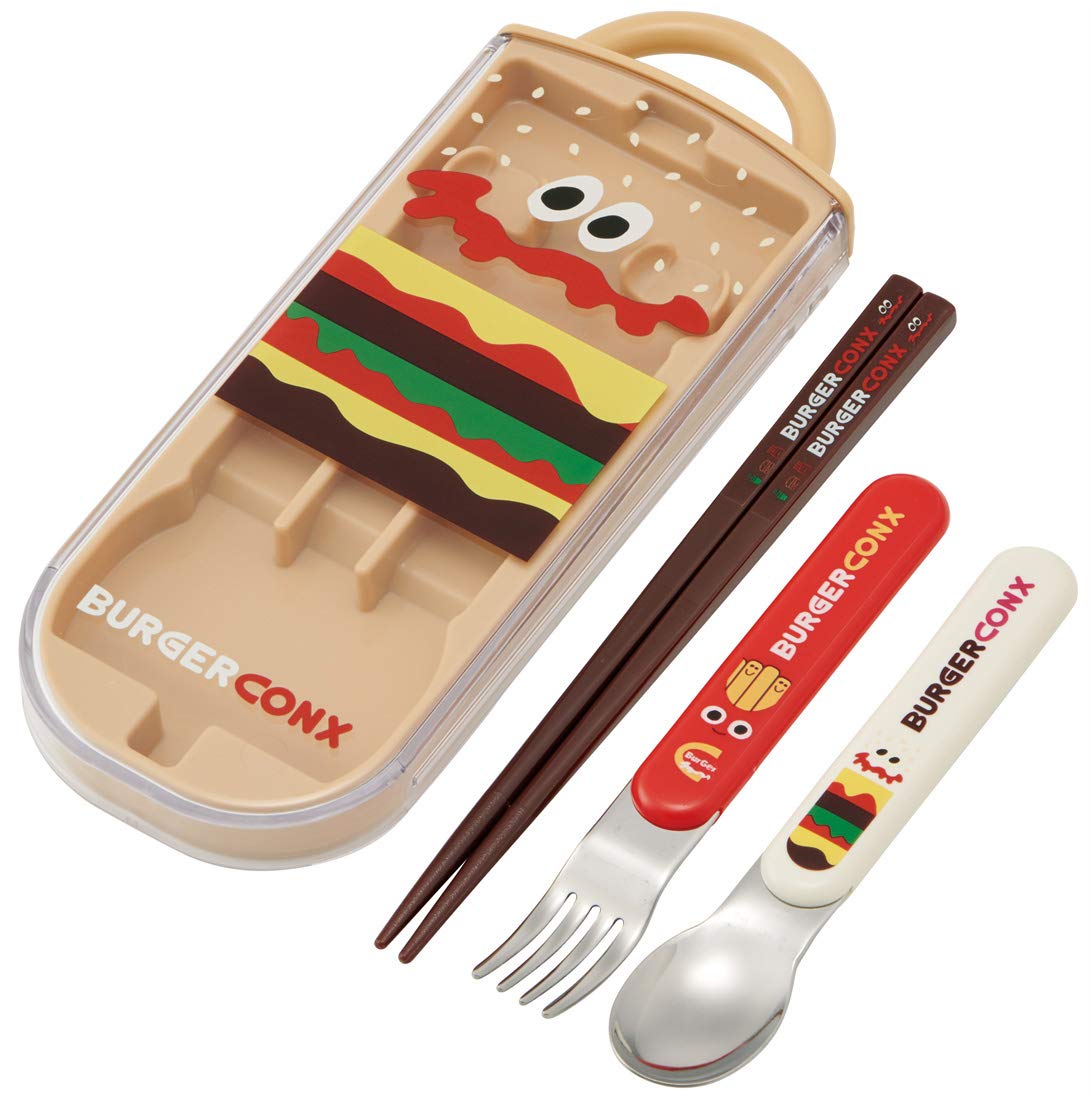 Skater Kids Antibacterial Trio Lunch Set with Burger Conks Chopsticks Spoon & Fork - Made in Japan- Japan Figure Store - #1 Bring To You The Best Japanese Goods
