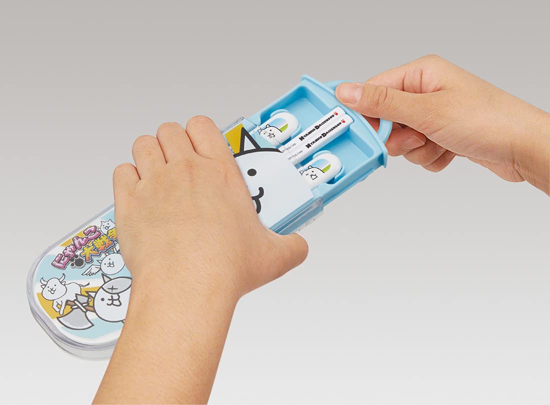 Skater Battle Cats Antibacterial Trio Set: Lunch Box Spoon Fork Chopsticks - Kids' Made in Japan- Japan Figure Store - #1 Bring To You The Best Japanese Goods