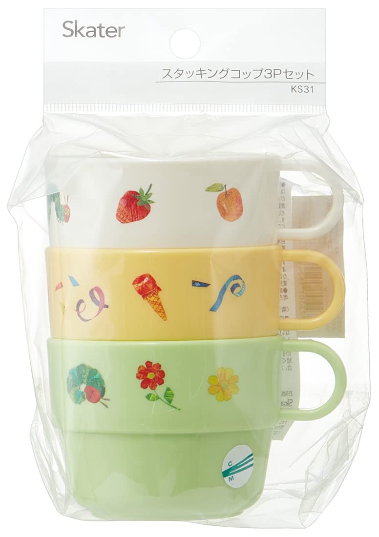 Skater Kids Set of 3 Cups Very Hungry Caterpillar Theme Made in Japan KS31-A- Japan Figure Store - #1 Bring To You The Best Japanese Goods