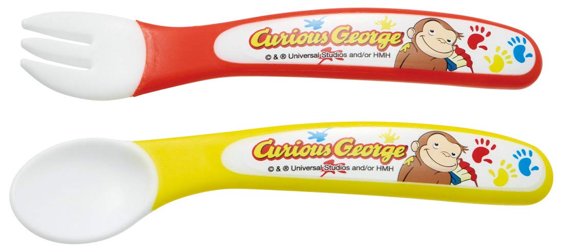 Skater Curious George Monkey 12cm Children's Spoon and Fork Set - Sfb2- Japan Figure Store - #1 Bring To You The Best Japanese Goods
