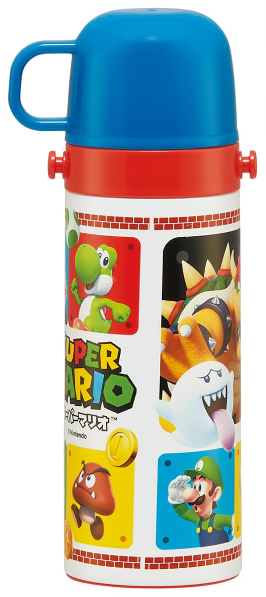 Skater Kids Super Mario 23 Thermal Water Bottle Lightweight Stainless Steel 470ml- Japan Figure Store - #1 Bring To You The Best Japanese Goods