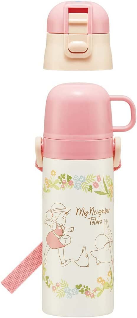 Skater Kids Stainless Steel Water Bottle 470ml Lightweight Totoro Ghibli Theme Child-Friendly Cute Dual Way Drinking Cup Girls Sports Bottle- Japan Figure Store - #1 Bring To You The Best Japanese Goods