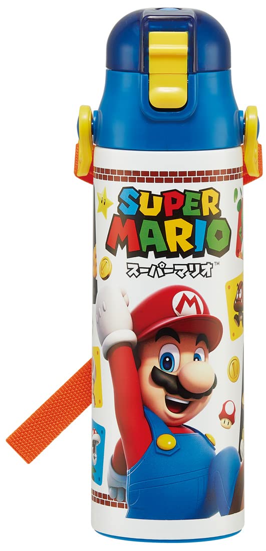 Skater Super Mario 23 Kids Stainless Steel Water Bottle Lightweight 580ml Sports Hydration Child-Friendly- Japan Figure Store - #1 Bring To You The Best Japanese Goods