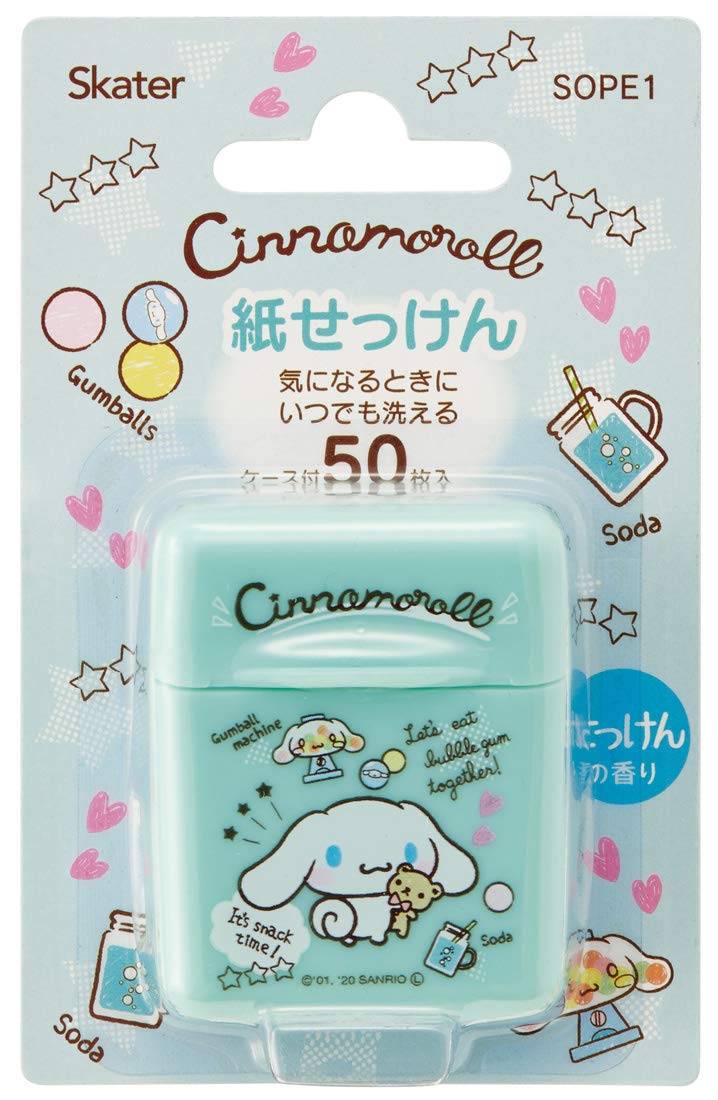 Skater Cinnamoroll Sanrio Portable Hand Wash 50 Paper Soap Sheets with Case- Japan Figure Store - #1 Bring To You The Best Japanese Goods
