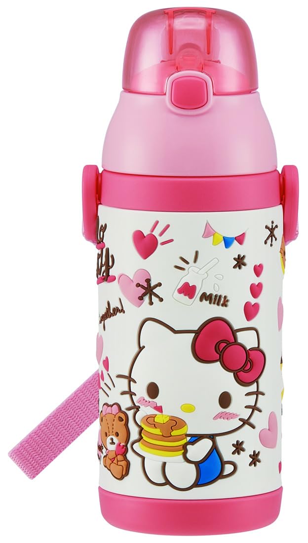 Skater Hello Kitty 3D Children's 380ml Stainless Steel Straw Water Bottle Snack Time Edition- Japan Figure Store - #1 Bring To You The Best Japanese Goods