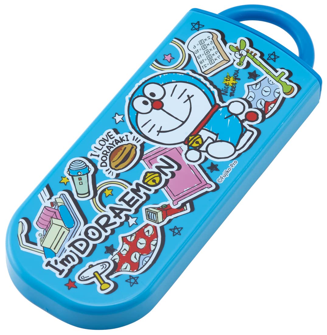 Skater Trio Set Kids Chopsticks Spoon Fork - Doraemon Stickers Antibacterial Made in Japan- Japan Figure Store - #1 Bring To You The Best Japanese Goods