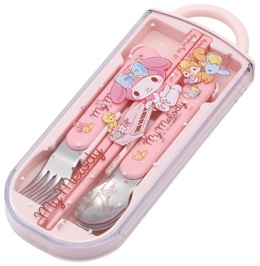Skater My Melody Kids Trio Set - Spoon Fork & Chopsticks Gentle Music Theme Antibacterial Made in Japan- Japan Figure Store - #1 Bring To You The Best Japanese Goods