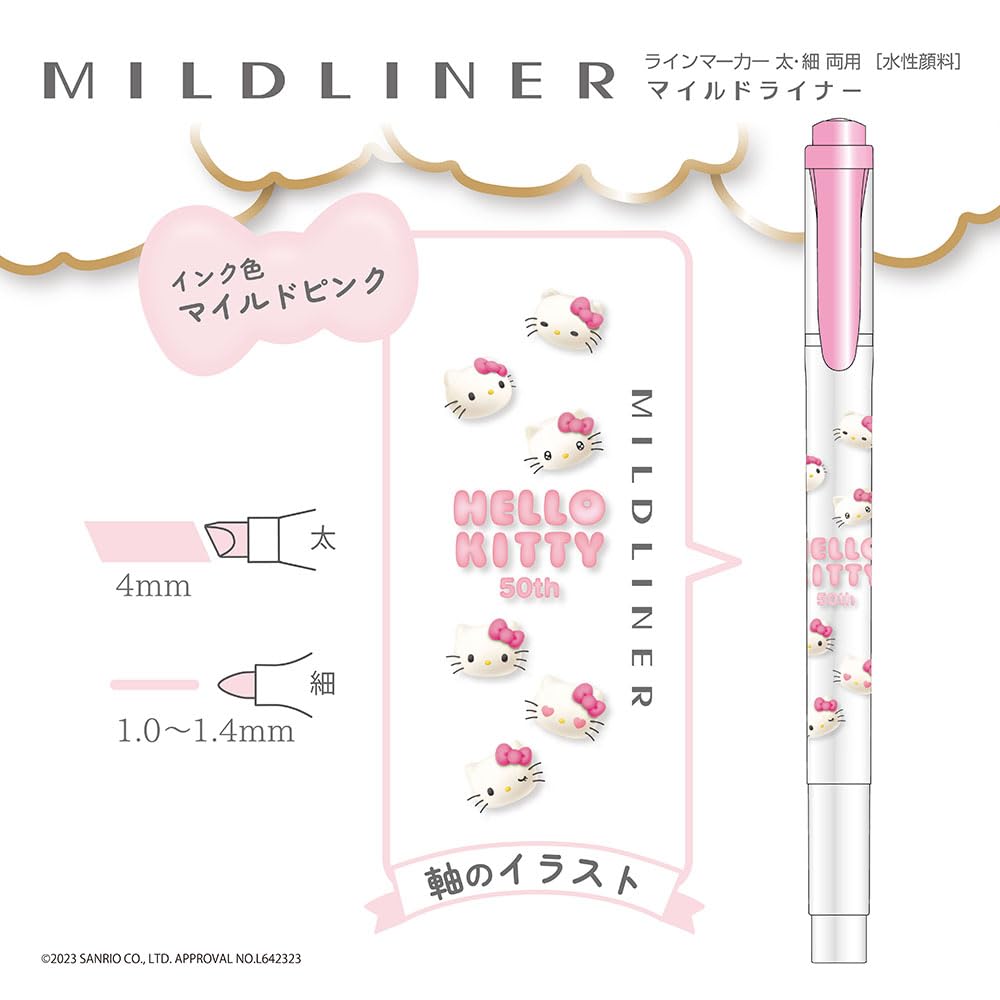 Zebra Mildliner Highlighter 5-Color Set Hello Kitty 50th Anniversary Design