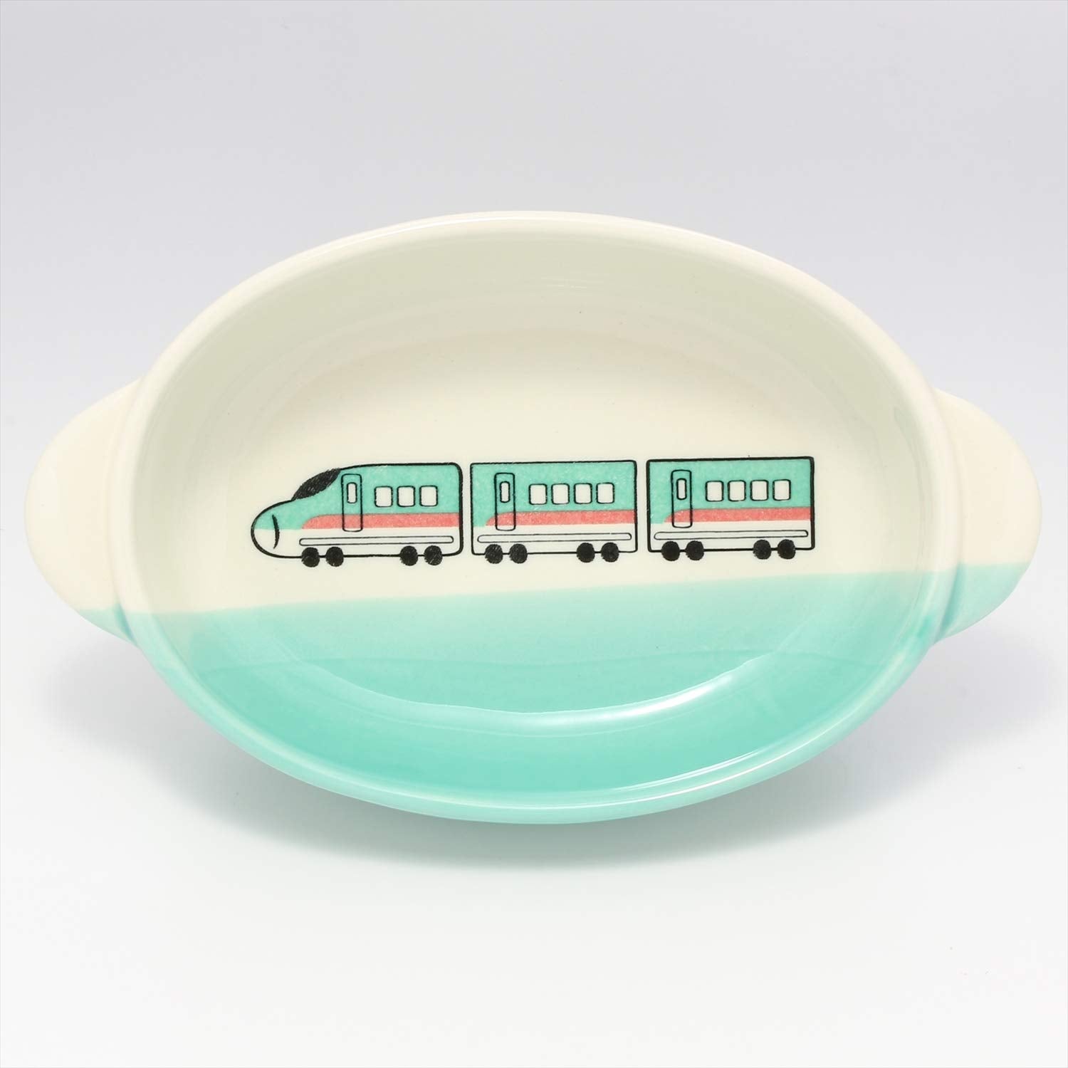 Banko Ware Banko-Yaki Oval Dish For Kids Bullet Train Emerald- Japan Figure Store - #1 Bring To You The Best Japanese Goods