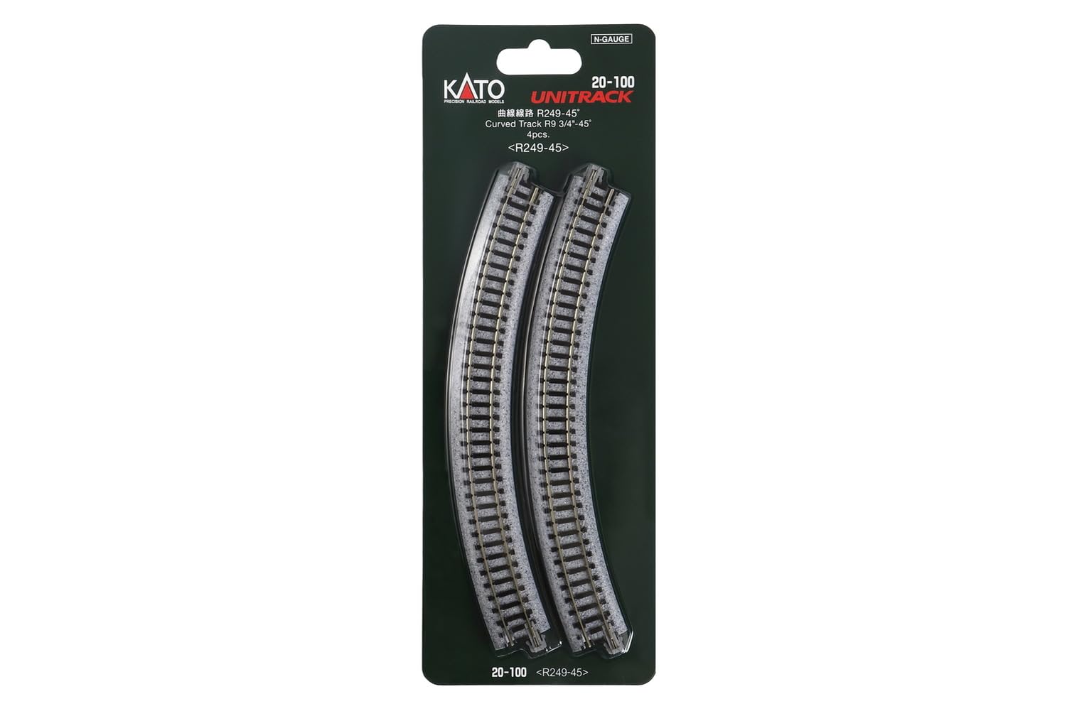 Kato N Gauge R249-45° Curved Track Set - 4 Pieces Model Railroad Supplies- Japan Figure Store - #1 Bring To You The Best Japanese Goods