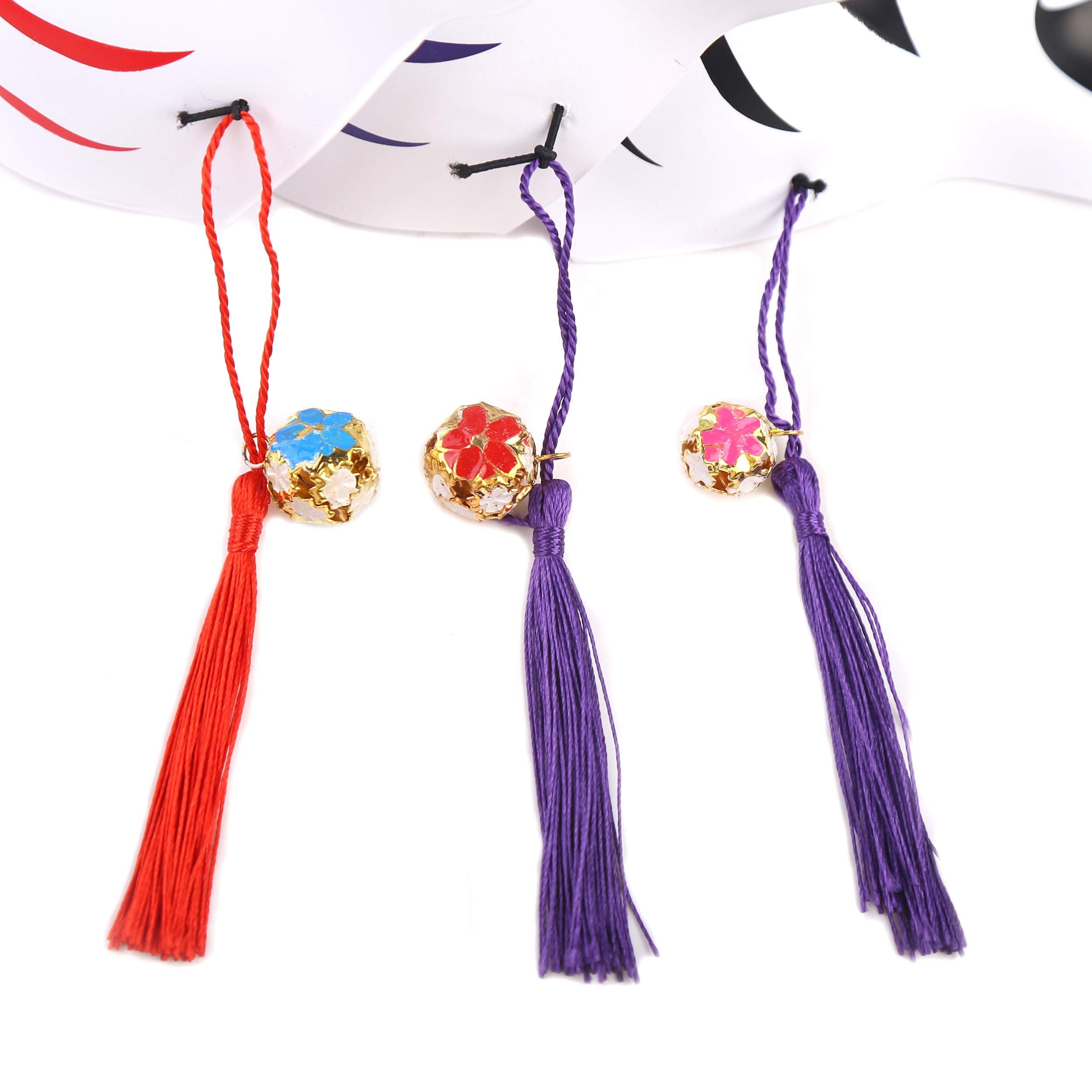 Lopika Masked Fox White Half Face with Bell Set of 3 Kitsune Japanese Style Costume Masked- Japan Figure Store - #1 Bring To You The Best Japanese Goods