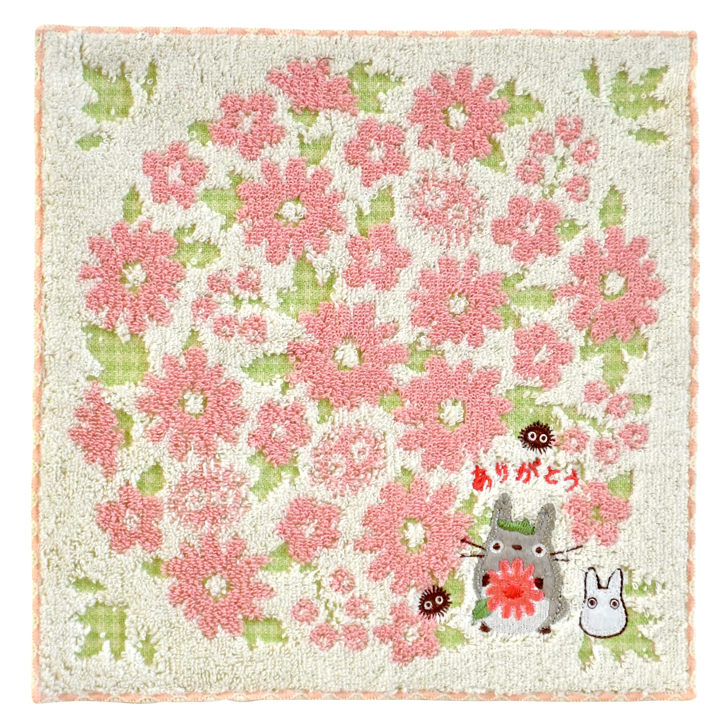 Marushin Towel Gift Ghibli My Neighbor Totoro Totoro And Flower 1105044500 H12 X W12 X D3Cm (Mt) W23 X H23Cm- Japan Figure Store - #1 Bring To You The Best Japanese Goods