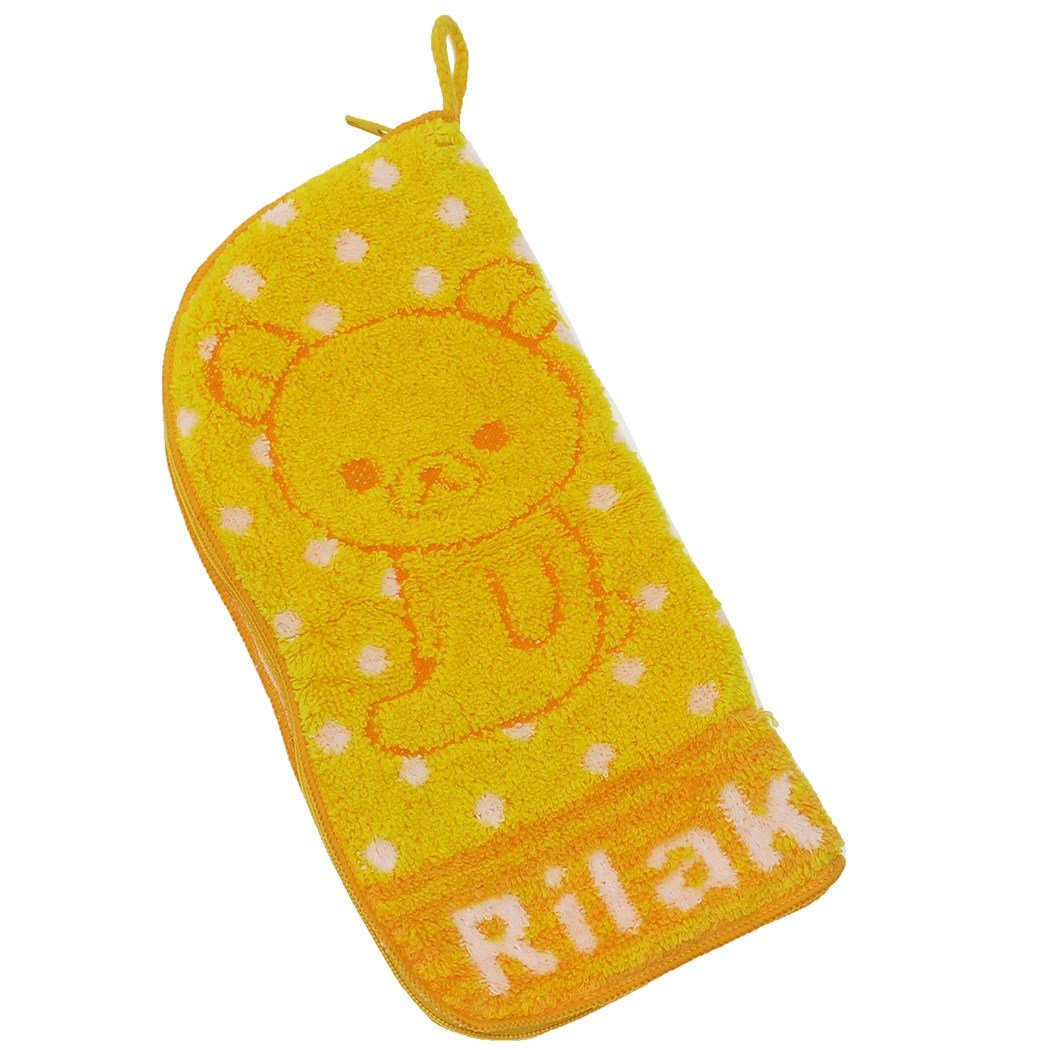 MARUSHIN Rilakkuma 'Happy Life Yellow' Towel With Zipper- Japan Figure Store - #1 Bring To You The Best Japanese Goods