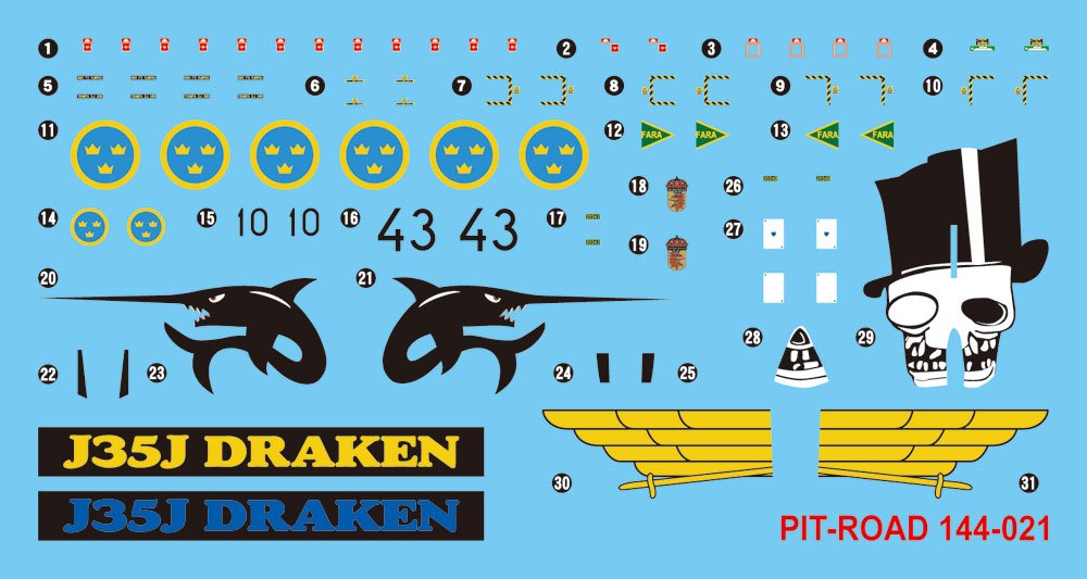 PIT-ROAD Skywave Sn-16 J-35J Draken Johan Blue & Yellow 1/144 Scale Kit- Japan Figure Store - #1 Bring To You The Best Japanese Goods