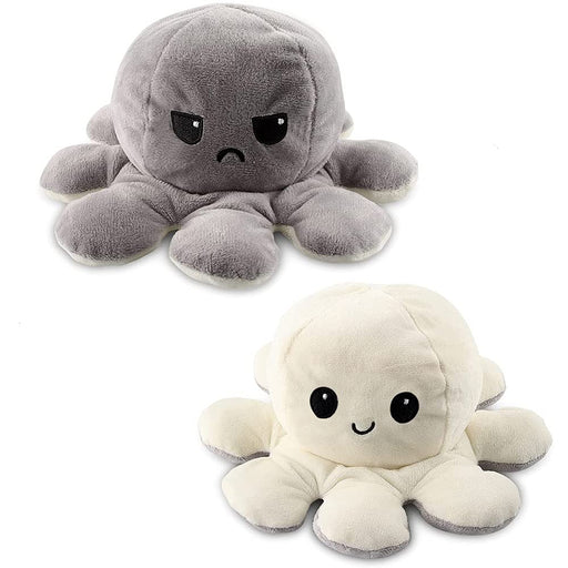 Seinal Reversible Octopus Angry Face And Laughing Face (Grey White) Plush Toy Made In Japan- Japan Figure Store - #1 Bring To You The Best Japanese Goods