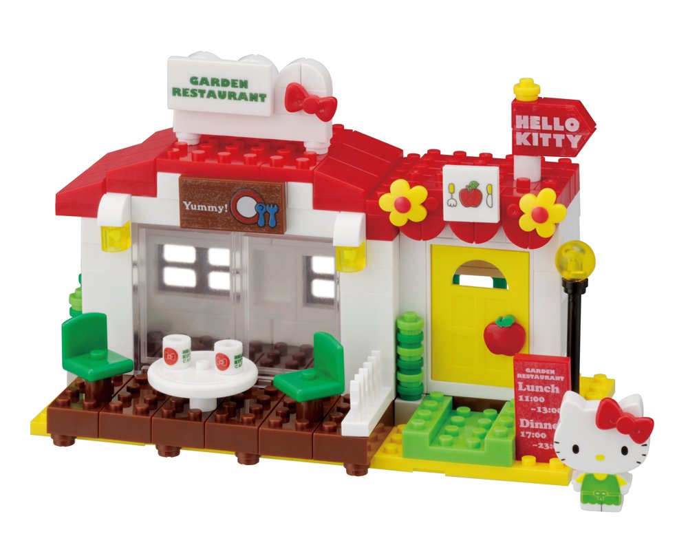 KAWADA Pk-005 Nanoblock Plus Sanrio Hello Kitty Garden Restaurant With Terrace- Japan Figure Store - #1 Bring To You The Best Japanese Goods