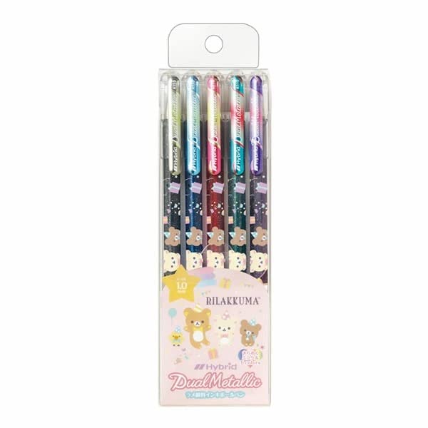 San-X Rilakkuma Dual Metallic Set of 5 Pens - Pr06201- Japan Figure Store - #1 Bring To You The Best Japanese Goods