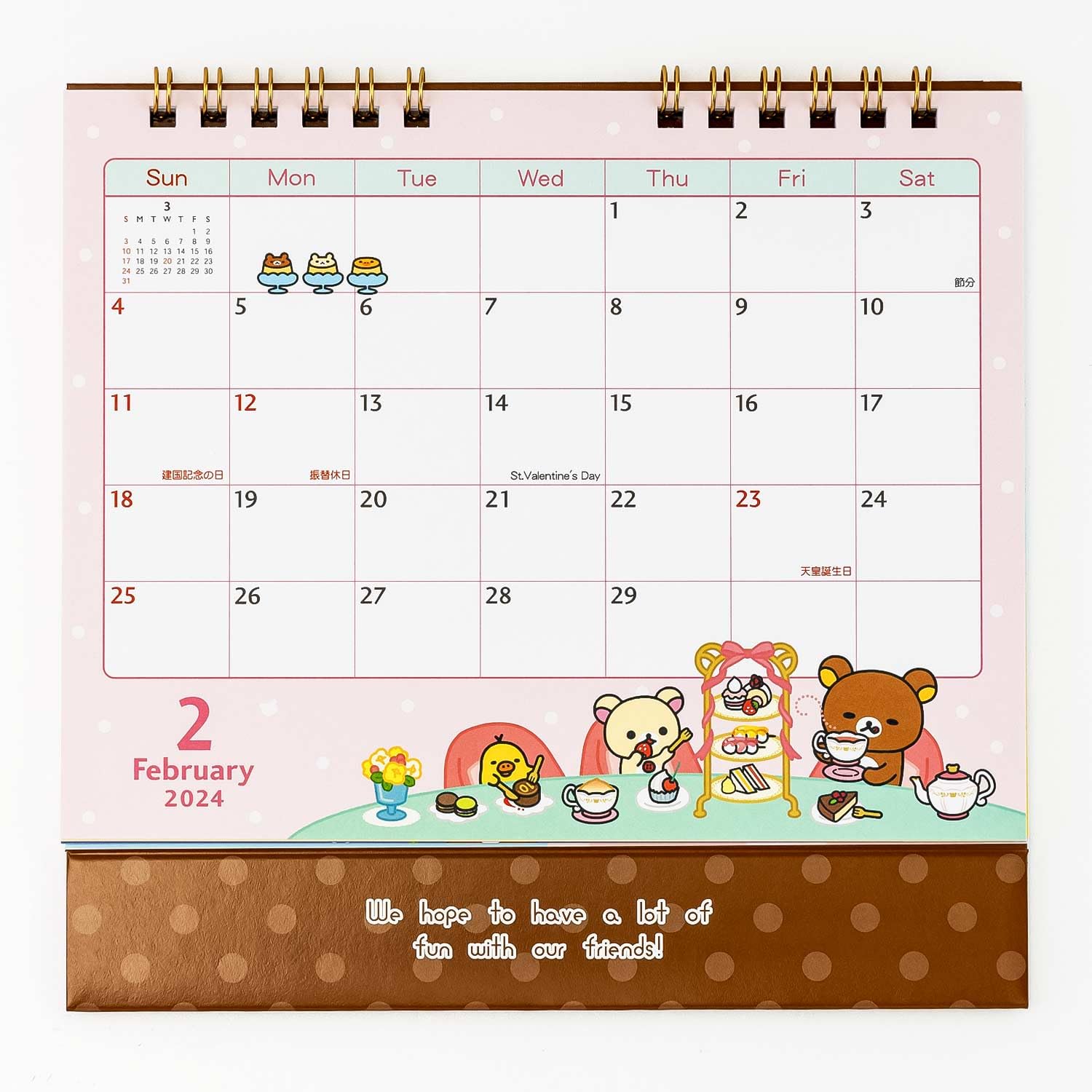 San-X Rilakkuma Calendar Tabletop CD38201 2024- Japan Figure Store - #1 Bring To You The Best Japanese Goods