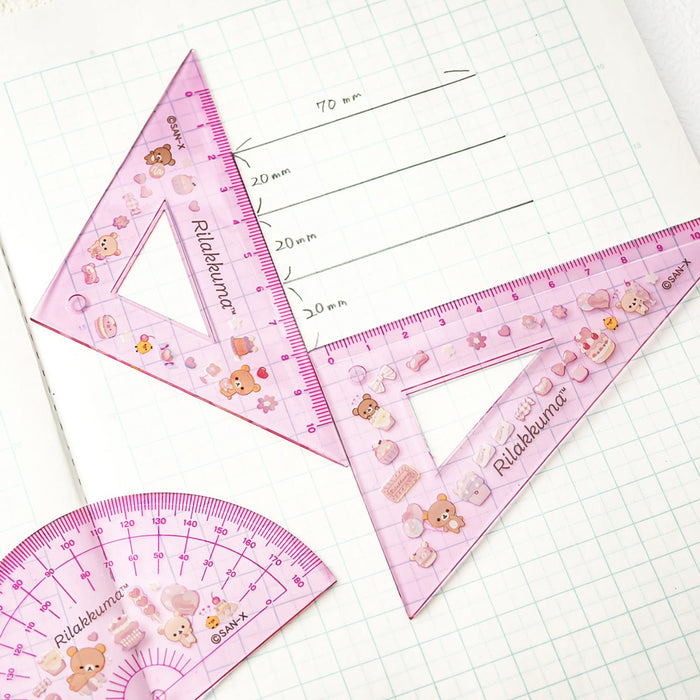 San-X Rilakkuma Triangular Ruler Set for Precision Measuring Sq89601- Japan Figure Store - #1 Bring To You The Best Japanese Goods