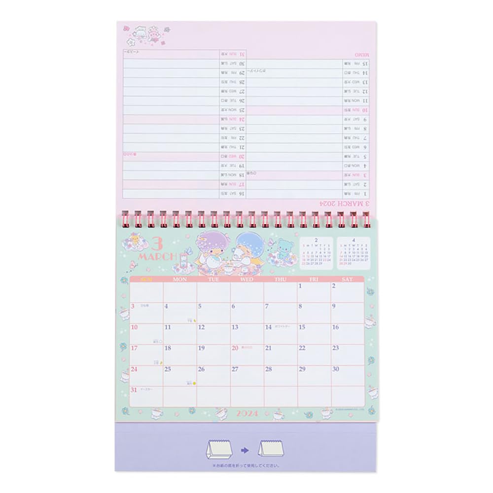 Sanrio Little Twin Stars Ring Calendar 2024 Japan 699781- Japan Figure Store - #1 Bring To You The Best Japanese Goods