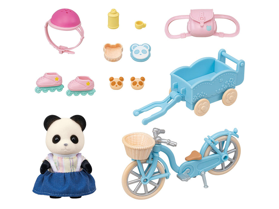 Epoch Sylvanian Families Doll Set with Furniture Panda Girl Cycling St Mark-Certified for Ages 3 Up- Japan Figure Store - #1 Bring To You The Best Japanese Goods